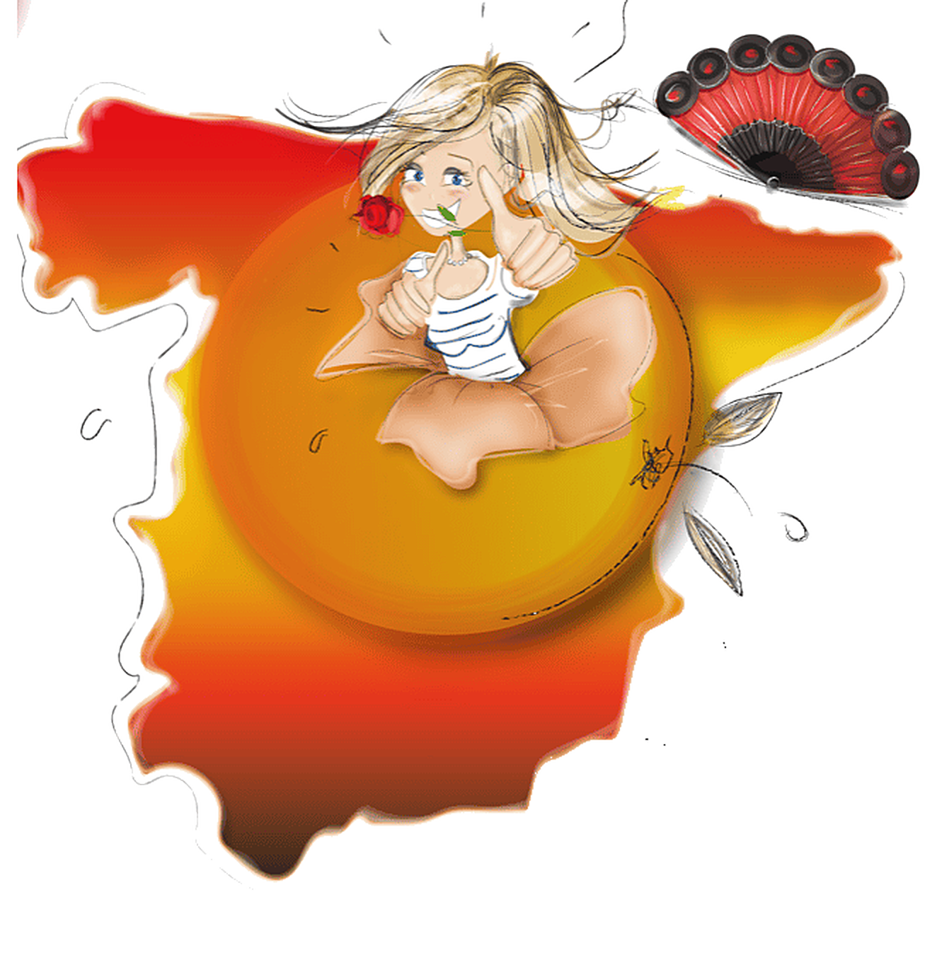 Carte de l'Espagne avec la petite fille qui fait le geste « ¡ Hablas muy bien ! »